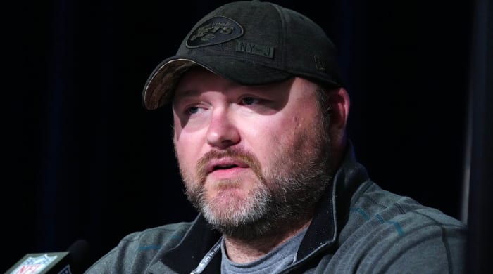 New York Jets general manager Joe Douglas during the NFL Combine at the Indiana Convention Center.